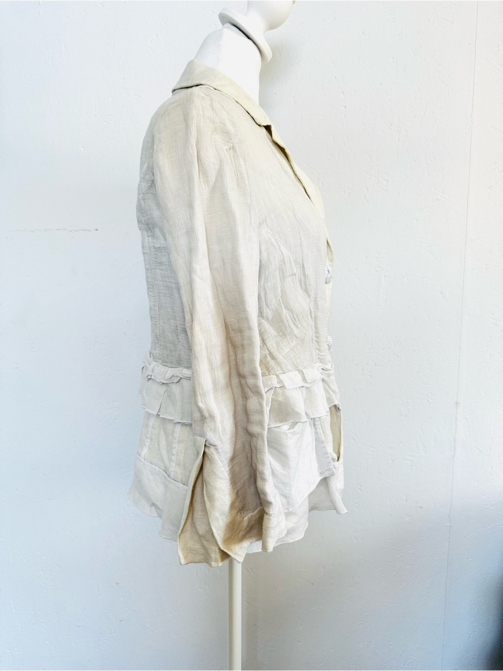 Cream Linen Ruffle-Trim Blazer - Picture 4 of 5
